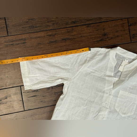 Linen White Casual top short sleeve size medium - Picture 7 of 7